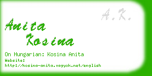 anita kosina business card